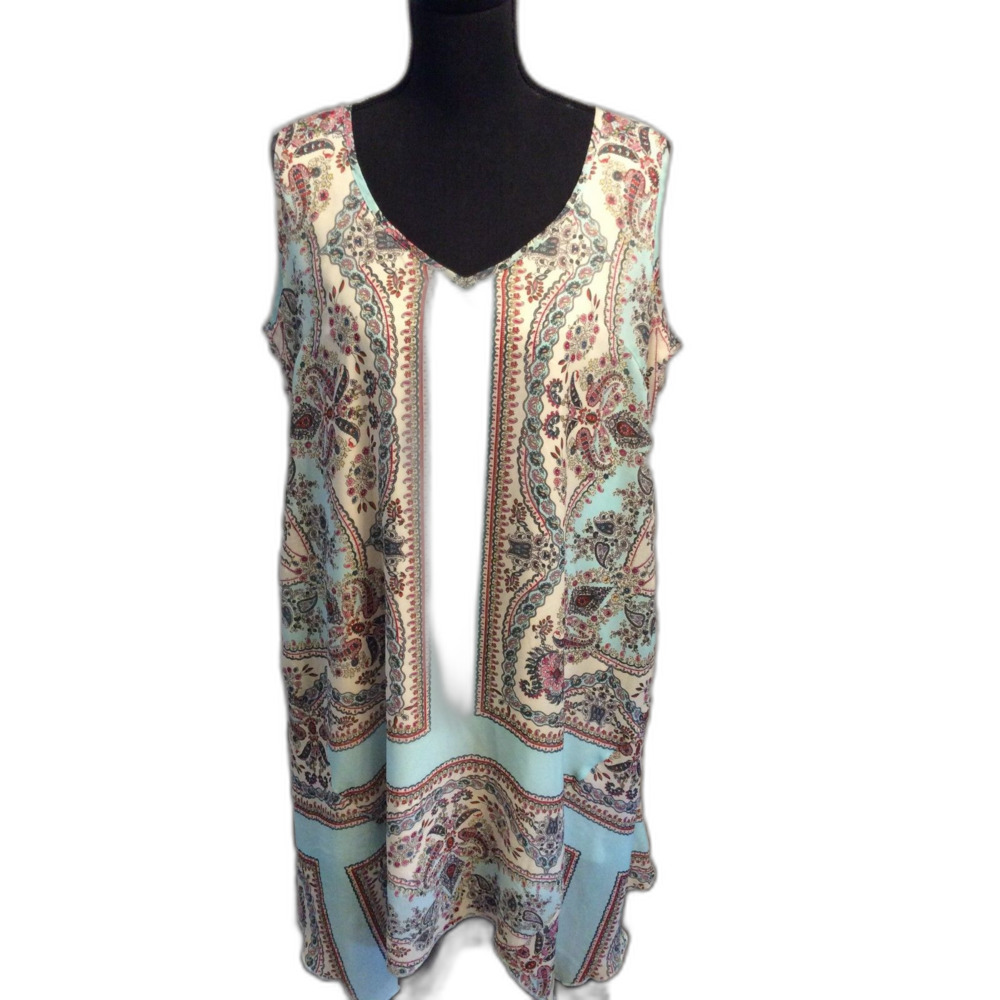 Plus size 1X One World Sleeveless Full Dress Criss Cross Back V Neck